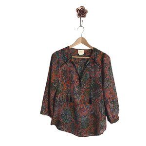 Edme & Esyllte Anthropologie Size 0‎ Niya Paisley Chiffon Peasant Top Boho